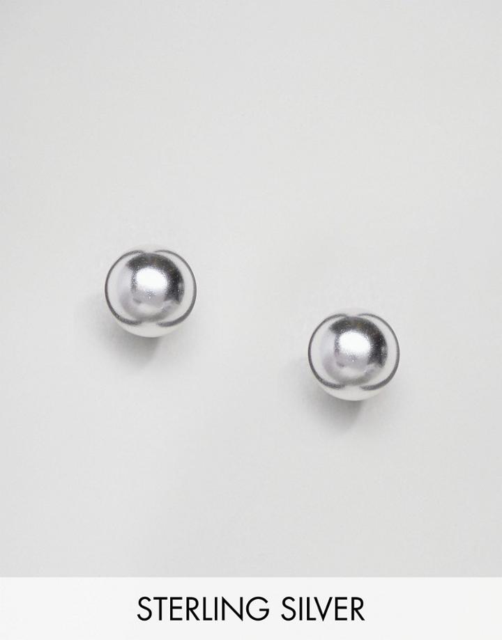 Asos Sterling Silver Ball Stud Earrings - Silver