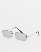 Monki Small Rectangular Rimless Mirrored Sunglasses-silver