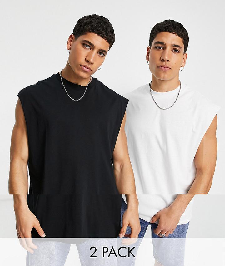 Asos Design 2 Pack Oversized Tank Top In Multi