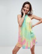 Asos Halter Tie Dye Beach Cover Up - Multi