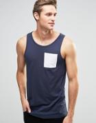 Only & Sons Skater Fit Tank With Contrast Pocket - Navy