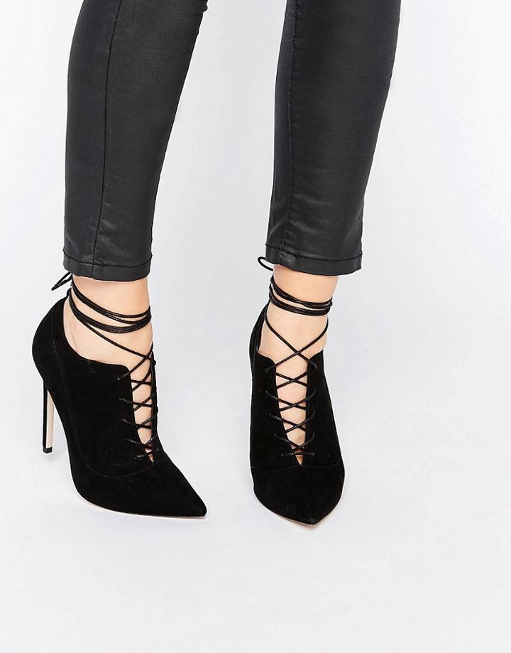 Asos Pryce Lace Up Pointed Heels - Black