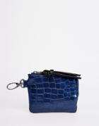 Asos Zip Around Wallet In Crocodile Effect - Navy