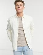 Topman Long Sleeve Twill Shirt In Off White