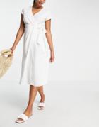 4th & Reckless Wrap Over Midi Beach Dress In White Stripe