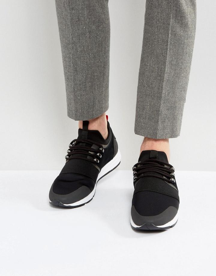 Hugo By Hugo Boss Neoprene Suede And Elastic Detail Sneakers Black - Black