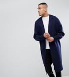 Asos Tall Longline Knitted Duster Jacket In Navy - Navy