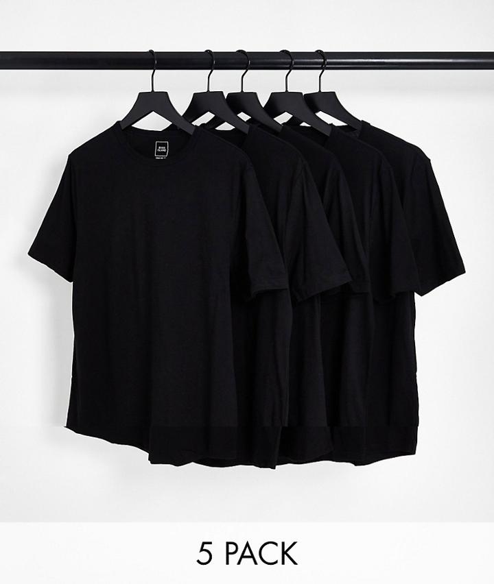 River Island 5 Pack Of T-shirts In Black