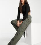 Asos Design Tall Utility Cargo Pants In Khaki-green