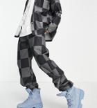 Collusion 90s Oversized Baggy Checkerboard Pants In Gray - Part Of A Set