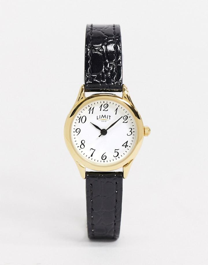 Limit Faux Leather Watch In Black