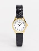Limit Faux Leather Watch In Black