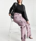 Asyou Plus Puddle Straight Jeans In Pink Tie Dye