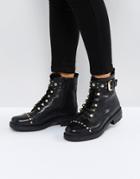 Carvela Son Leather Lace Up Boots - Black