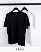 Pull & Bear 2 Pack T-shirt In Black & White-multi