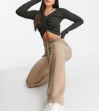 Asos Design Tall Knit Wide Leg Pants In Taupe - Part Of A Set-neutral