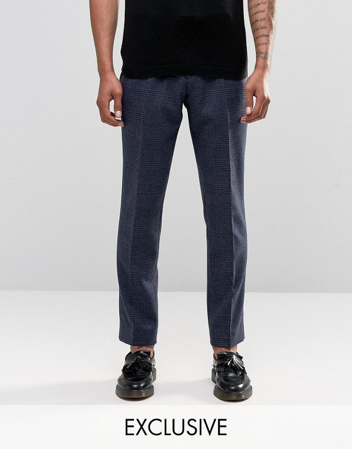 Noak Slim Pants In Pow Check - Navy