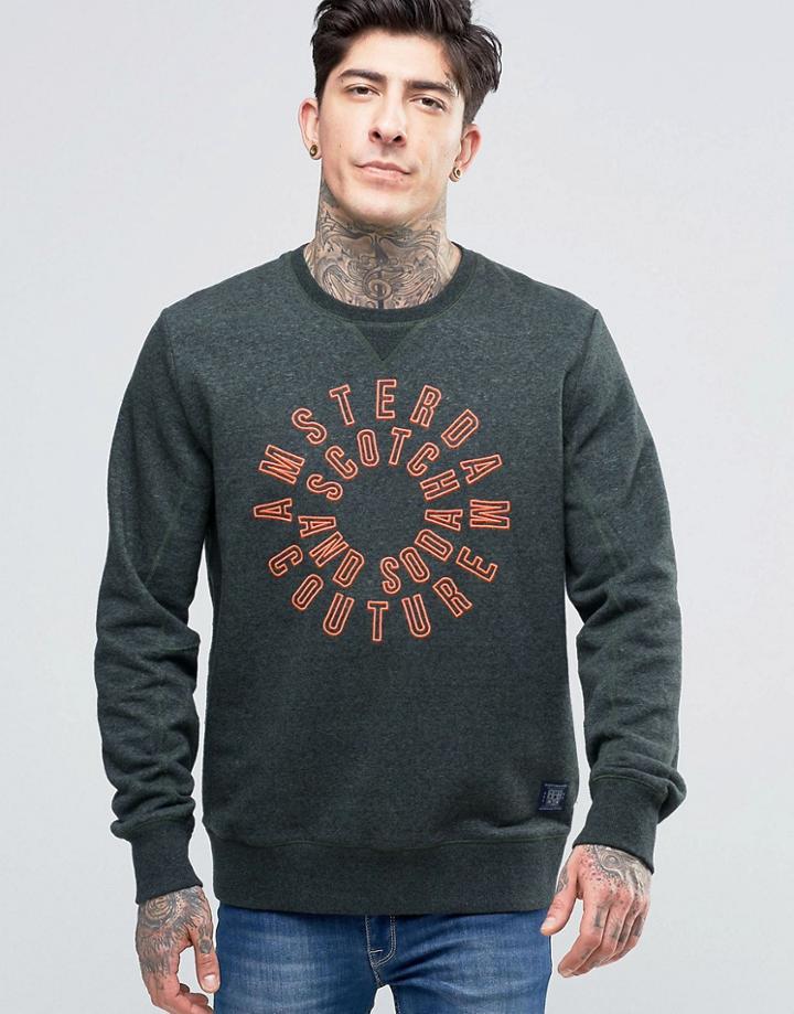Scotch & Soda Sweatshirt With Scotch And Soda Amsterdam Couture Print In Army Marl - Green
