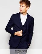 Number Eight Savile Row Exclusive Suit Jacket In Skinny Fit - Navy