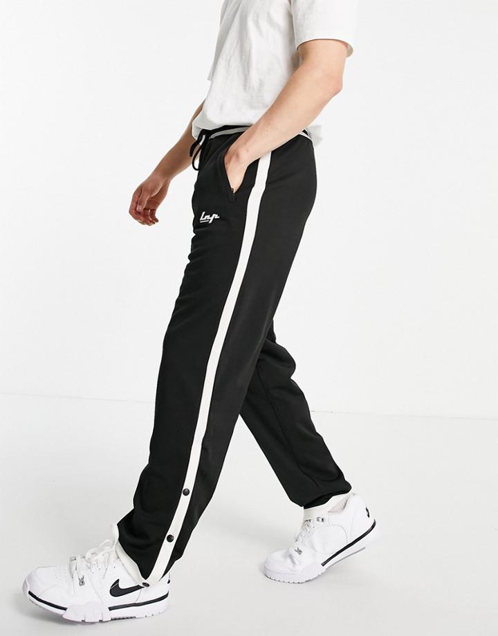 Liquor N Poker Retro Sweatpants In Black With Logo Print And White Piping