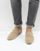 Asos Loafers In Stone Faux Suede - Stone