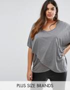 Junarose Plus T-shirt With Asymmetric Hem - Gray