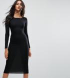 Boohoo Basic Long Sleeve Midi Dress In Black - Black