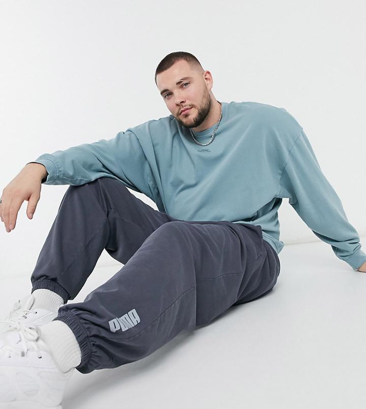 Puma Plus Logo Sweatshirt In Washed Blue