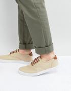 Asos Lace Up Sneakers In Stone Canvas - Stone