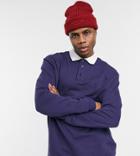 Reclaimed Vintage Inspired Polo Neck Sweatshirt In Navy-blues