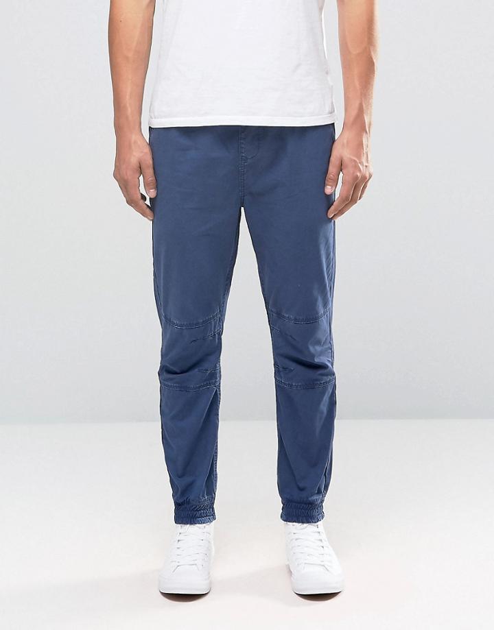 Celio Woven Joggers With Cuffed Hem - Navy