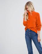 Asos Sweater With Wide Sleeves In Fluffy Yarn - Orange