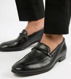 Dune Wide Fit Loafers In Black Leather - Black