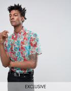 Reclaimed Vintage Inspired Party Shirt In Lace In Reg Fit - Red