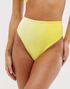 Asos Design Mix And Match Velvet High Leg High Waist Bikini Bottom In Pastel Yellow - Yellow