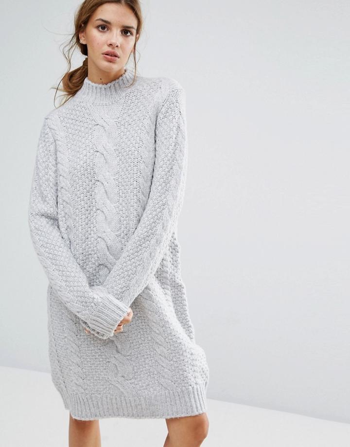 Gestuz Sanni Alpaca Wool Mix Sweater Dress - Gray