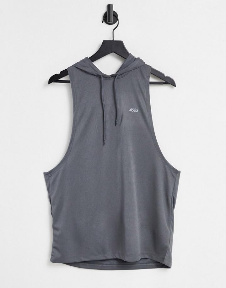 Asos 4505 Icon Training Hooded Sleeveless T-shirt With Dropped Armhole-green