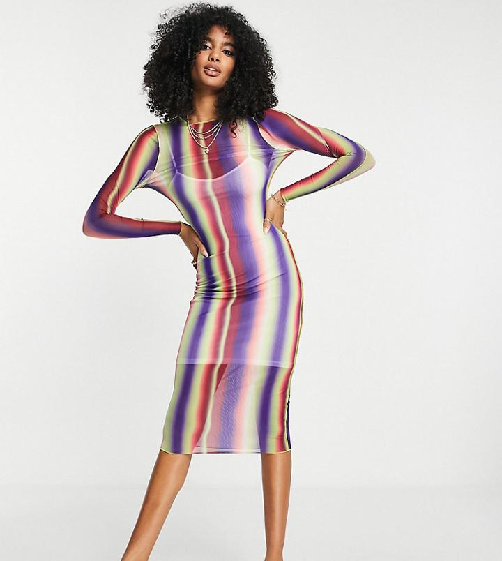 Annorlunda Exposed Seam Midi Dress In Rainbow-multi