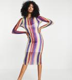 Annorlunda Exposed Seam Midi Dress In Rainbow-multi