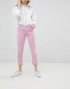 Only Straight Jean With Destroyed Hem - Pink