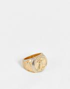 Svnx Chunky Silver And Gold Inprinted Ring