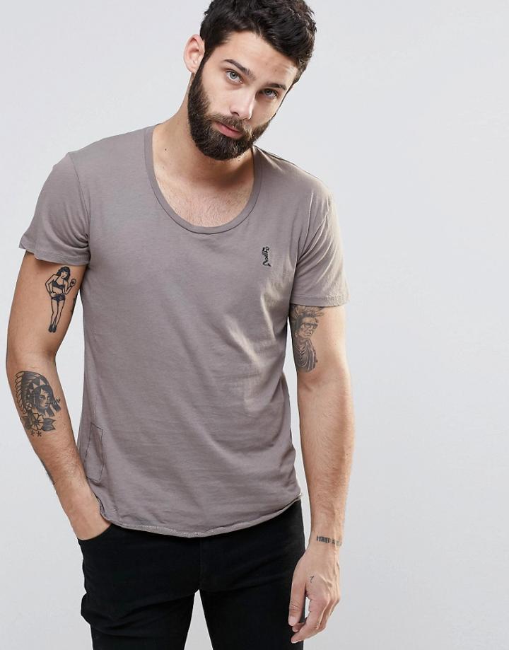 Religion Plain Scoop Neck T-shirt - Gray