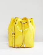 Asos Patent Minimal Bucket Bag With Detachable Straps - Yellow