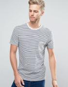 Selected Homme T-shirt With Stripe An Pocket In Linen Mix - Navy