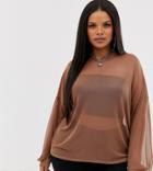 Rokoko Plus Oversized Mesh Hoodie - Brown