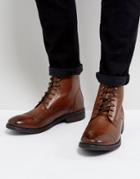 Base London Clapham Leather Military Boots In Tan - Tan