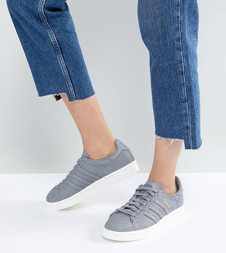 Adidas Originals Campus Sneakers In Gray Suede - Gray