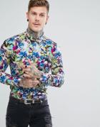 Devils Advocate Geo Floral Slim Fit Shirt - Pink