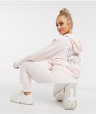 Asos Design Tracksuit Hoodie / Slim Sweatpants With Bride Squad Embroidery In Pink