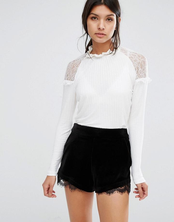 Mango Lace Insert Top - Cream